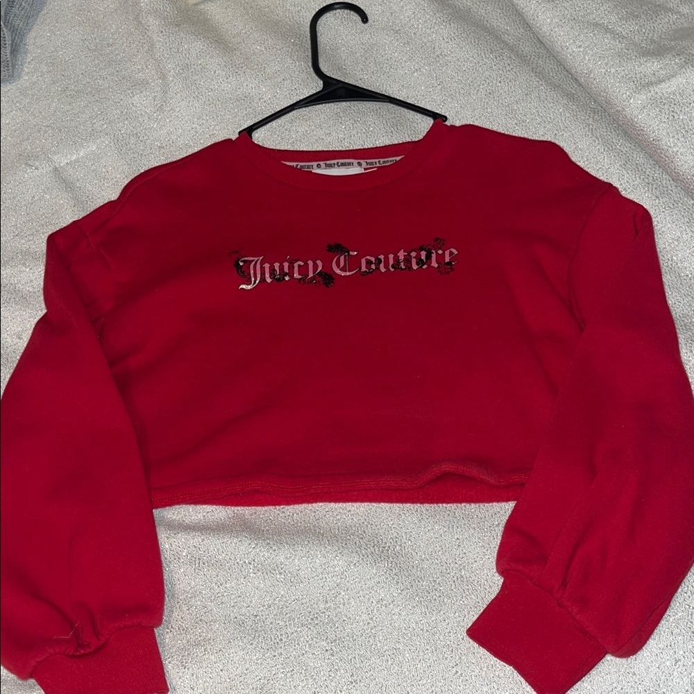 Juicy Couture Vibrant Red Logo Cropped Sweatshirt
